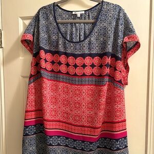DR2 Blue and Red Boxy Blouse